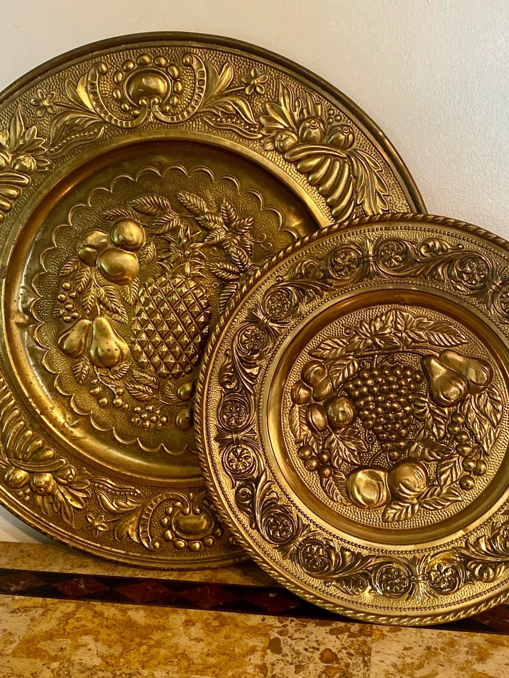 Vintage Embossed brass wall plates